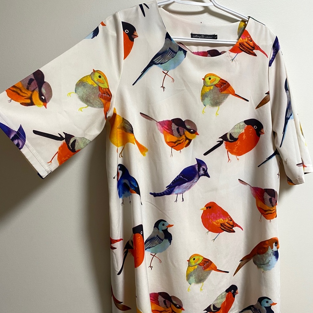 Colorful Print Bird Tunic